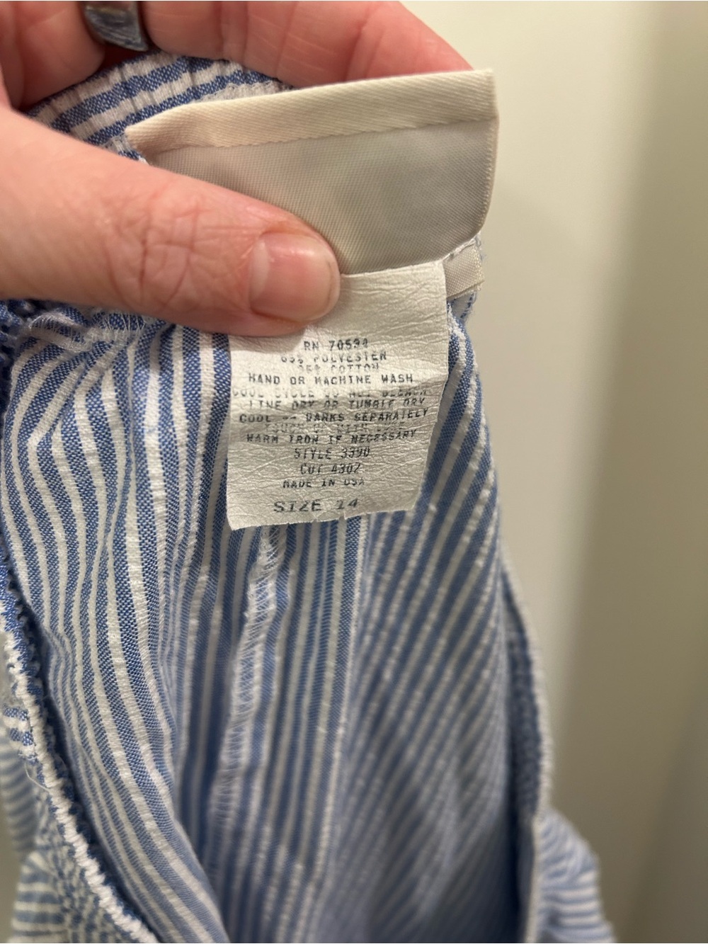 100% Cotton Blue and White Striped Button-Front Women’s Skirt - Picture 5 of 5